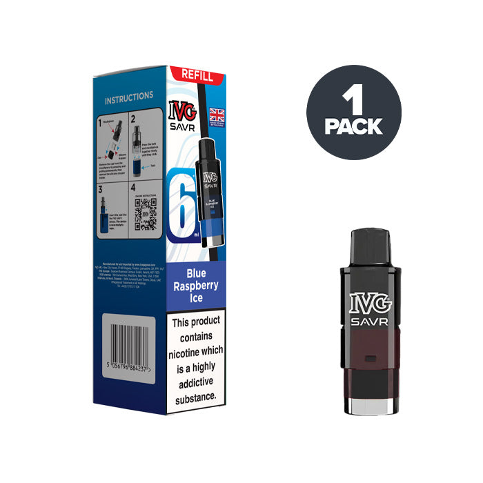 Blue Raspberry Ice IVG Savr Refill Pack | 2ml Pod + 4ml Refill Container Blue Raspberry Ice IVG Savr Refill Pack | 2ml Pod + 4ml Refill Container