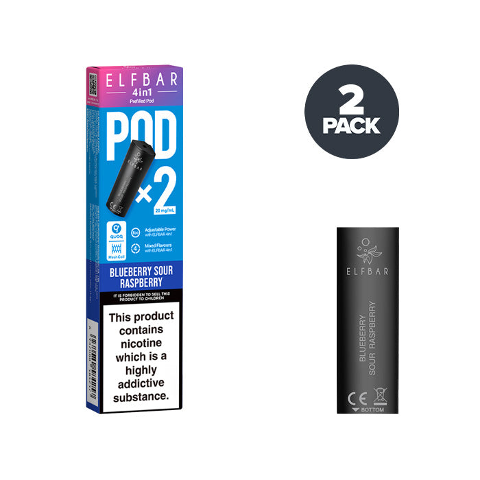 Blueberry Sour Raspberry Elf Bar 4 in 1 Prefilled Pods | Pack of 2
