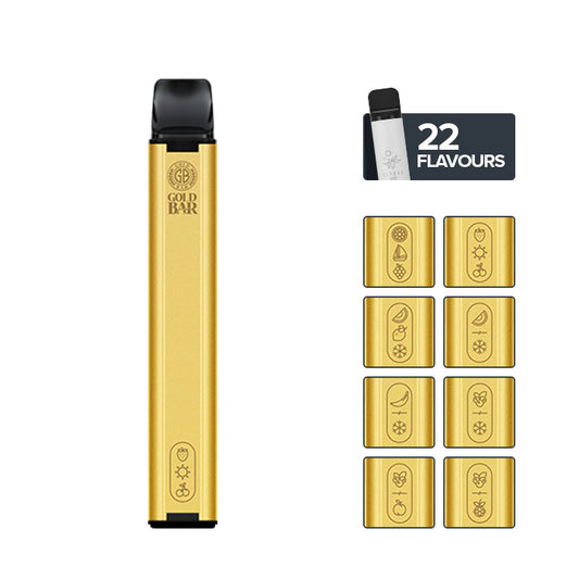 Gold Bar Disposable Vape Kit with 8 Colour Boxes