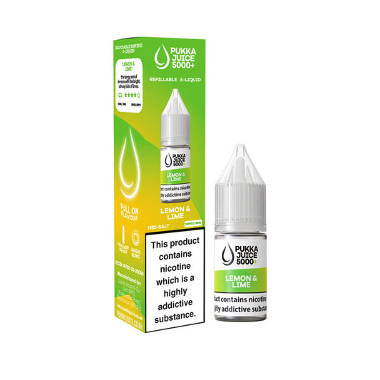 Lemon Lime 10ml Nic Salt E-Liquid by Pukka Juice 5000