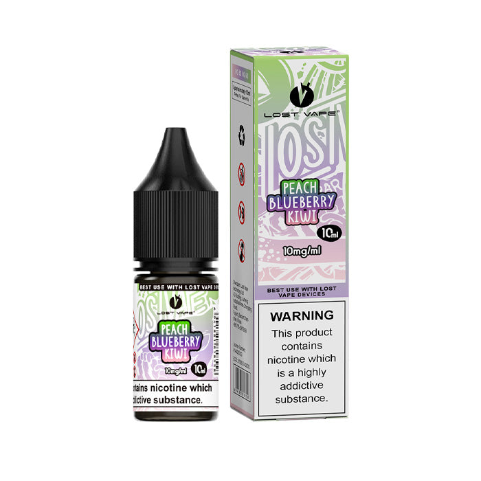 Peach Blueberry Kiwi Nic Salt E-Liquid by Lost Vape | From 2.99 Peach Blueberry Kiwi Nic Salt E-Liquid by Lost Vape | From 2.99