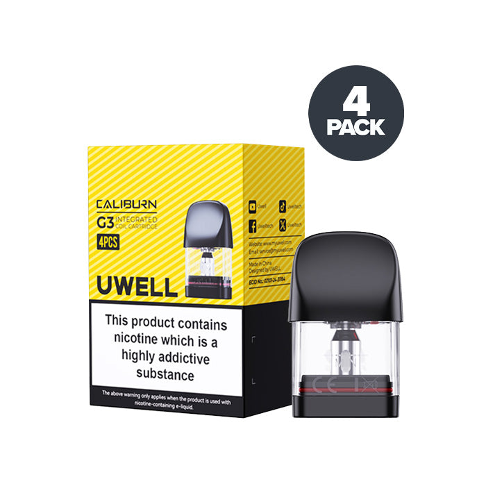 Uwell Caliburn G3 Top Fill Replacement Pods | Pack of 4 | Pre-installed Coil Uwell Caliburn G3 Top Fill Replacement Pods | Pack of 4 | Pre-installed Coil