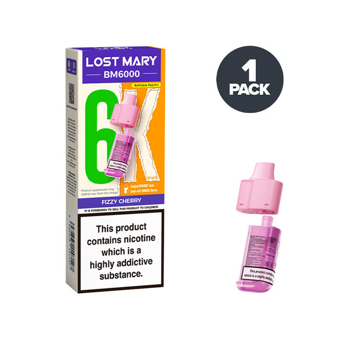 Fizzy Cherry Lost Mary BM6000 Prefilled Pod and Box