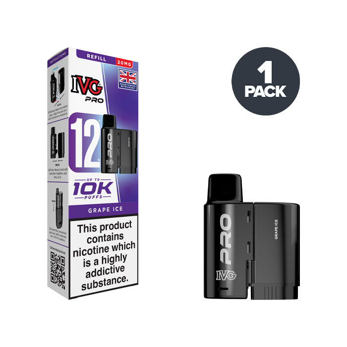 Grape Ice IVG Pro 12 Refill Pack | 2ml Pod + 10ml Refill Container