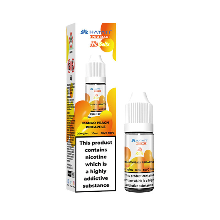 Mango Peach Pineapple Hayati Pro Max 10ml Nic Salt E-Liquid and Box