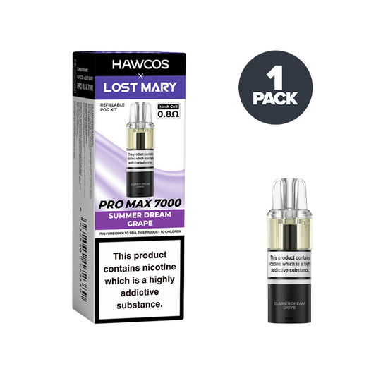 Summer Dream Grape Hawcos X Lost Mary 7000 Pro Max Prefilled Pod and Box