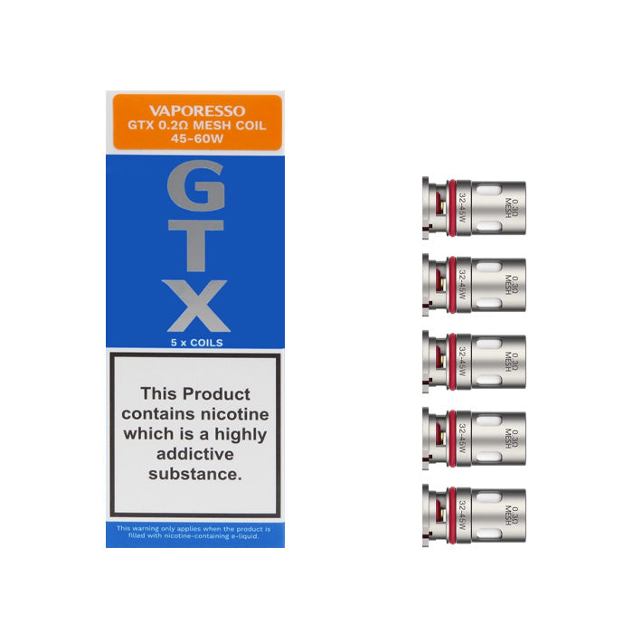 Vaporesso GTX Replacement Coils | 5 Pack | UK ECIG STORE Vaporesso GTX Replacement Coils | 5 Pack | UK ECIG STORE