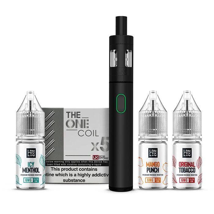 The UK ECIG STORE The One Kit plus UK ECIG STORE Nicotine Tester Pack The UK ECIG STORE The One Kit plus UK ECIG STORE Nicotine Tester Pack