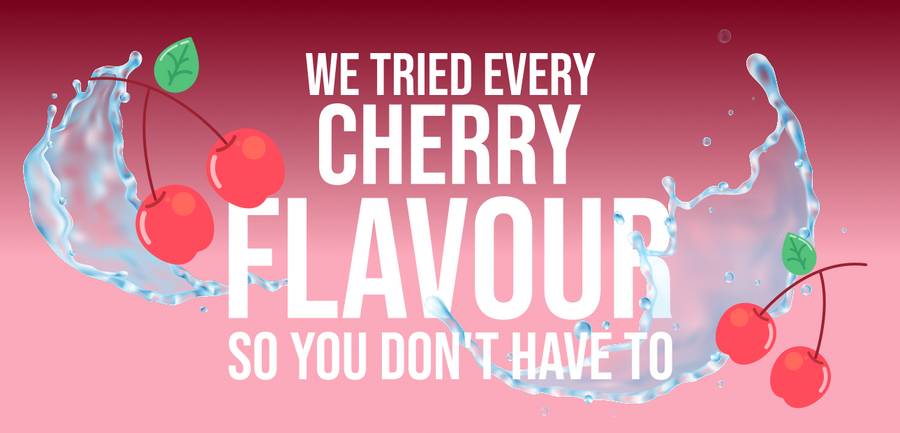 Blog header showing twp pairs of cherries on a red background with text 