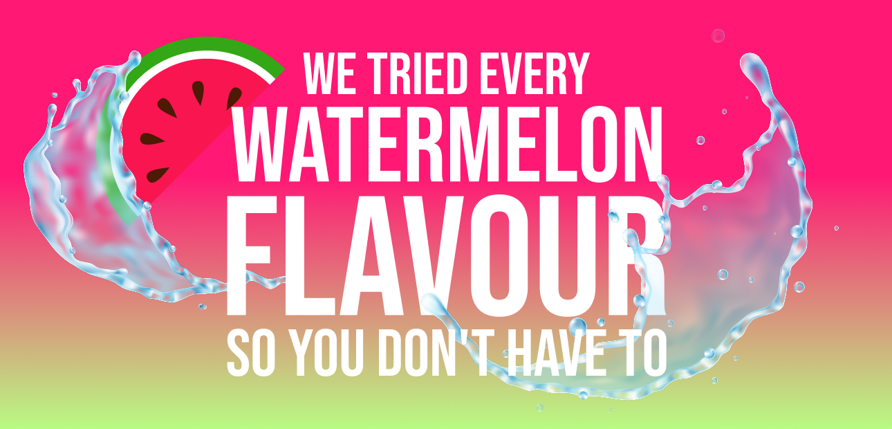 Image of a sliced watermelon on a pink and green gradient background