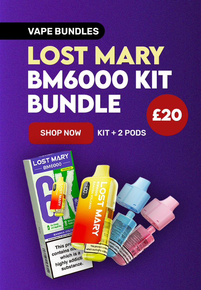 Lost Mary vape kit bundle banner colorful vape devices on a purple background