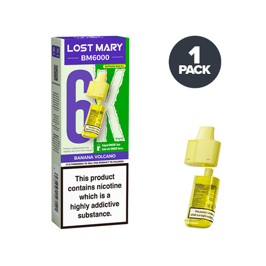 Banana Volcano Lost Mary BM6000 Prefilled Pod and Box