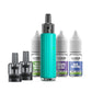 Green VooPoo Doric Q Kit with three 10ml e-liquids and two pods