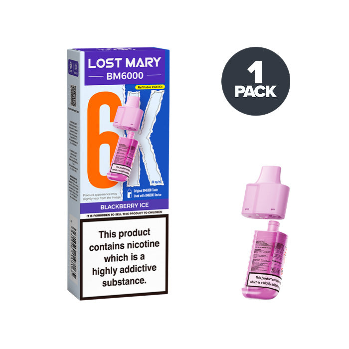Blackberry Ice Lost Mary BM6000 Prefilled Pod and Box