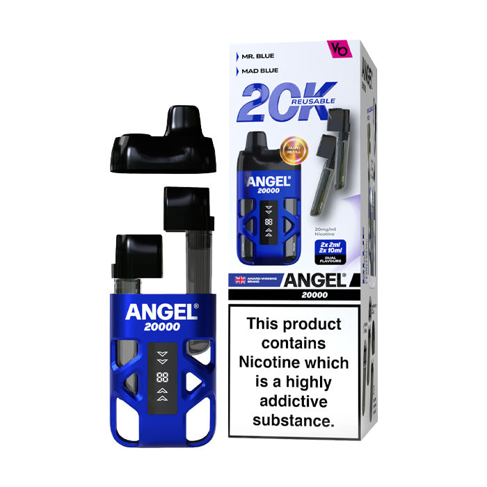 Blue Edition Vapes Bars Angel 20000 Prefilled Pod Kit and Box
