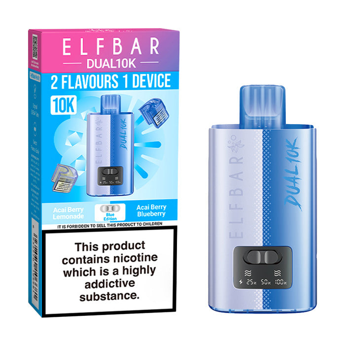 Blue Edition Elf Bar Dual 10K Prefilled Pod Kit and Box