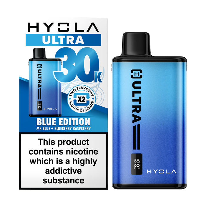 Blue Edition Hyola Ultra 30K Prefilled Pod Kit and Box