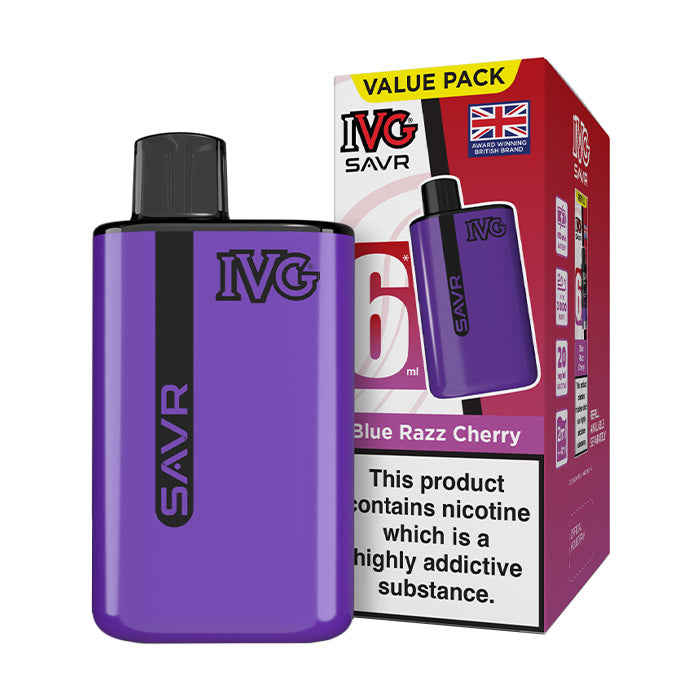 Blue Razz Cherry IVG Savr Prefilled Pod Kit and Box