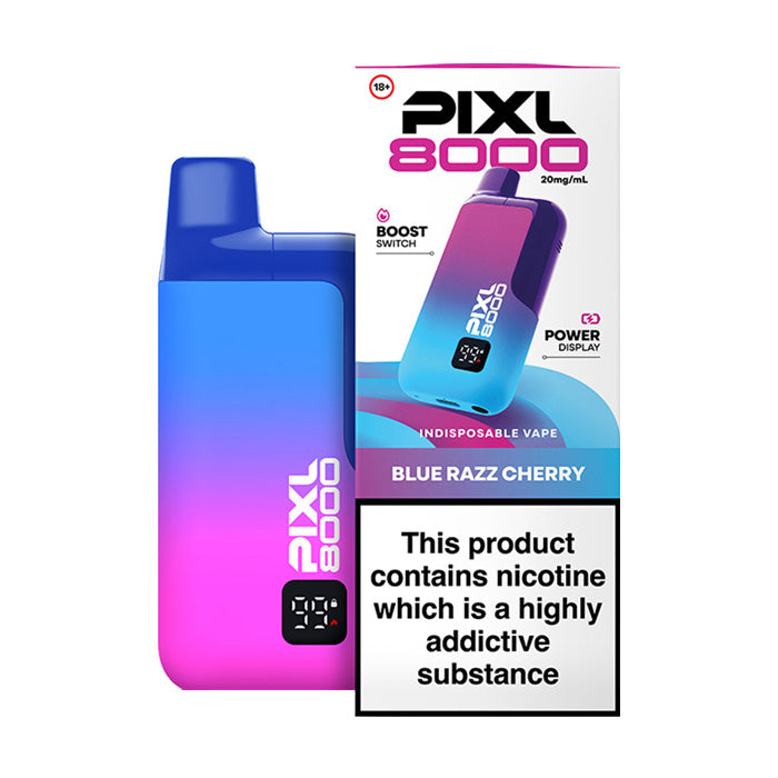 Blue Razz Cherry PIXL 8000 Prefilled Pod Kit and Box