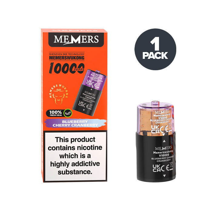 Blueberry Cherry Cranberry Memers Wukong V10000 Prefilled Pod and Box
