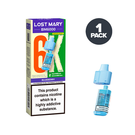 Blueberry Lost Mary BM6000 Prefilled Pod and Box