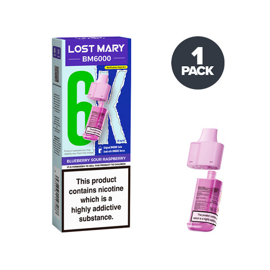 Blueberry Sour Raspberry Lost Mary BM6000 Prefilled Pod andBox