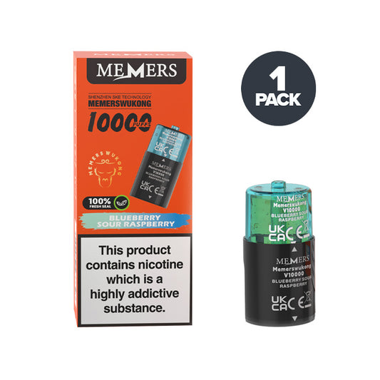 Blueberry Sour Raspberry Memers Wukong V10000 Prefilled Pod and Box