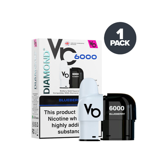 Blueberry Vapes Bars Diamond 6000 Prefilled Pod and Box