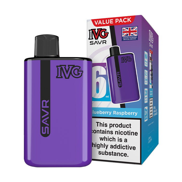 Blueberry Raspberry IVG SAVR Starter Vape Kit and Box