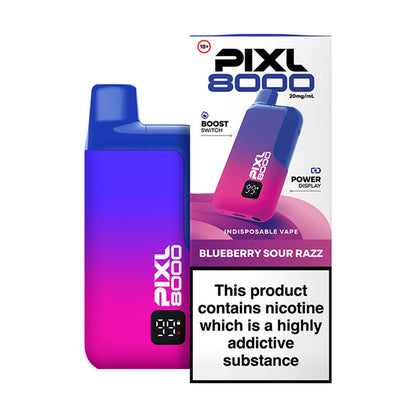 Blueberry Sour Razz PIXL 8000 Prefilled Pod Kit and Box