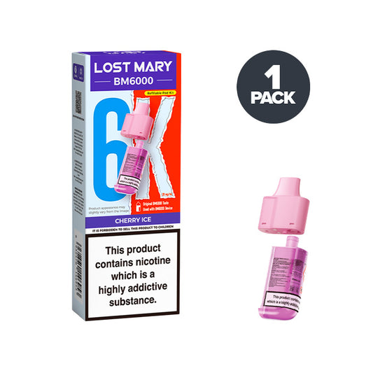 Cherry Ice Lost Mary BM6000 Prefilled Pod and Box