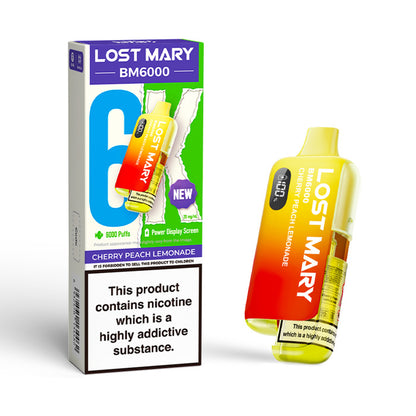 Cherry Peach Lemonade Lost Mary BM6000 Disposable and Box