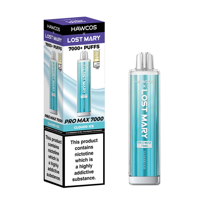 Cloudd Ice Hawcos x Lost Mary Pro Max 7000 Disposable Vape and Box