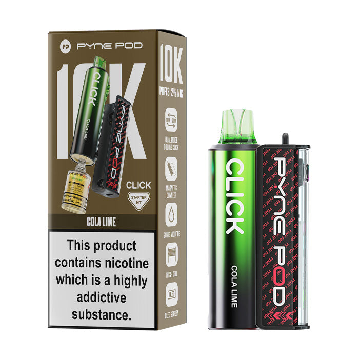 Cola Lime Pyne Pod Click 10K Prefilled Pod Kit and Box