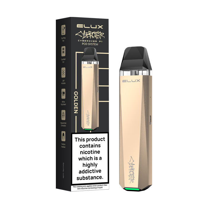 Elux Cyberover P1 Pod Kit and Box Golden