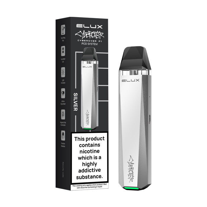 Elux Cyberover P1 Pod Kit and Box Silver