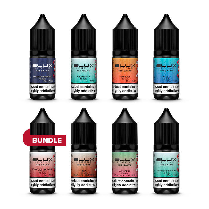 Eight 10ml E-Liquids by Elux