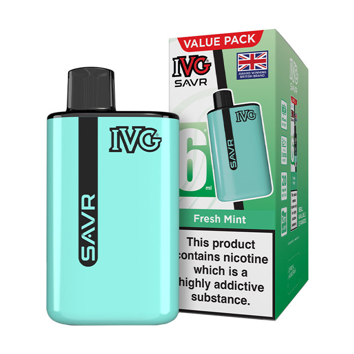 Fresh Mint IVG SAVR Starter Vape Kit and Box