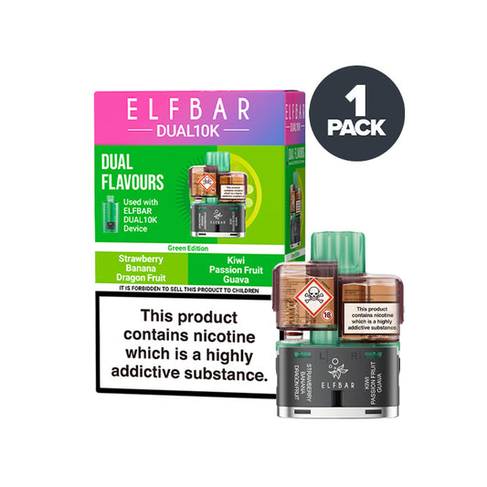 Green Edition Elf Bar Dual 10K Refill and Box