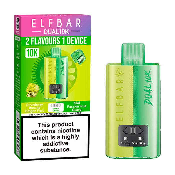 Green Edition Elf Bar Dual 10K Prefilled Pod Kit and Box