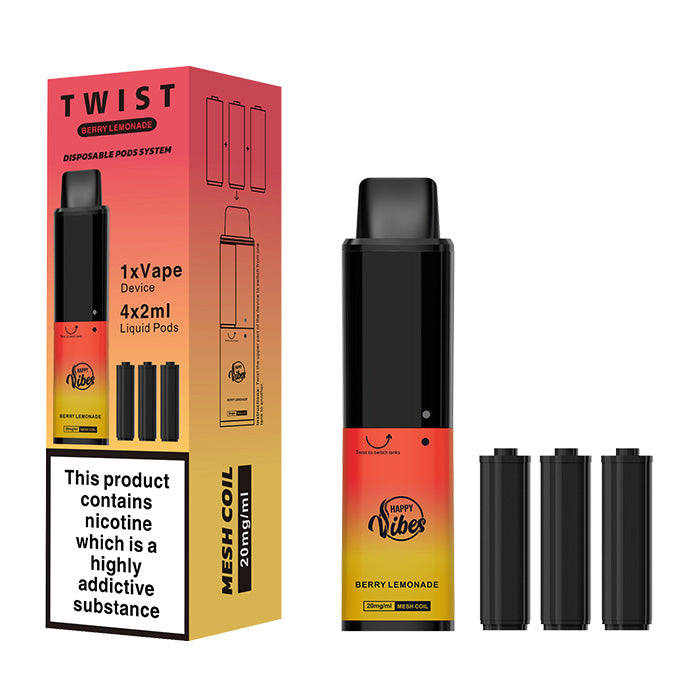 happy vibes vape flavours Happy Vibes Twist 2400 4 in 1 Disposable Vape Kit