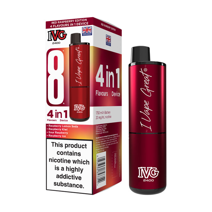 IVG 2400 Rechargeable Vape Kit Red Raspberry Edition