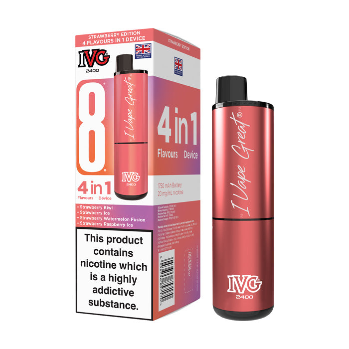 IVG 2400 Rechargeable Vape Kit Strawberry Edition