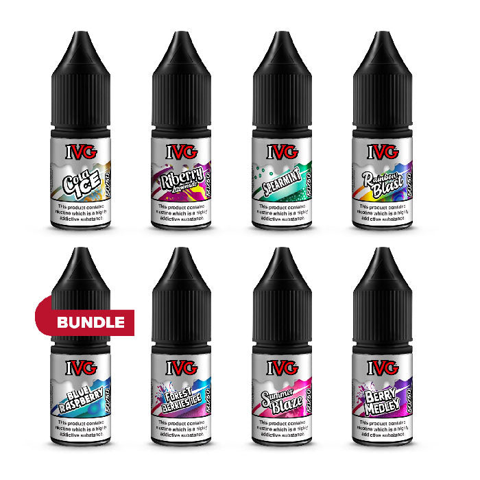 Eight 10ml E-Liquids by IVG