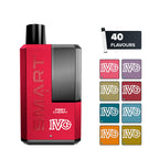 IVG Smart 5500 Disposable Vape with eight squares showcasing eight out of the 40 available flavours
