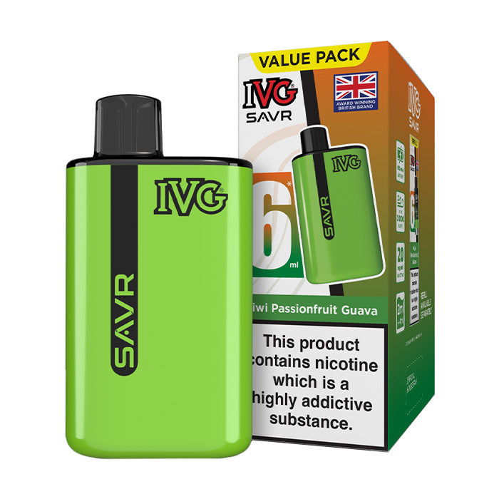 Kiwi Passionfruit Guava IVG SAVR Starter Vape Kit and Box