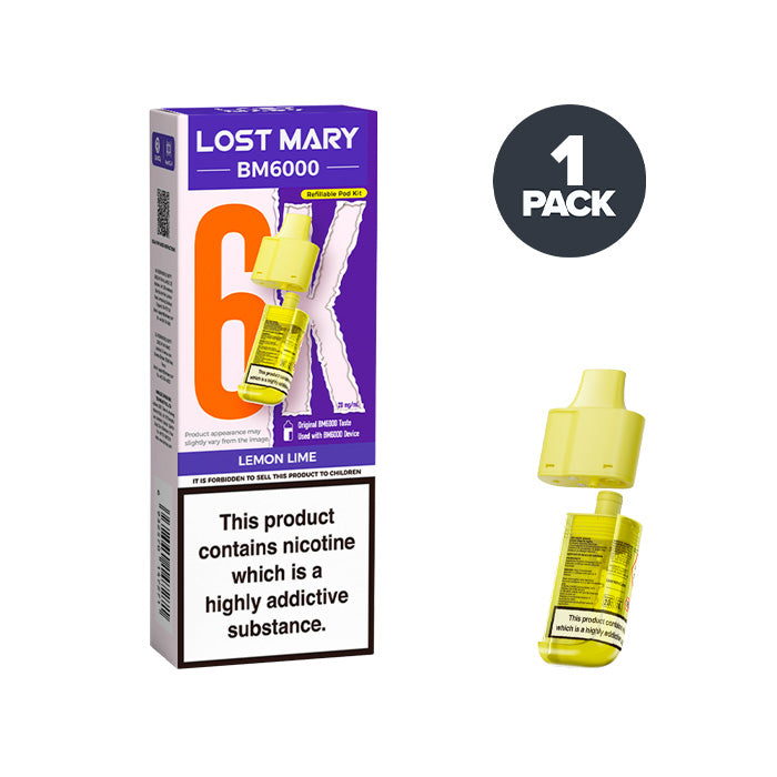 Lemon Lime Lost Mary BM6000 Prefilled Pod and Box