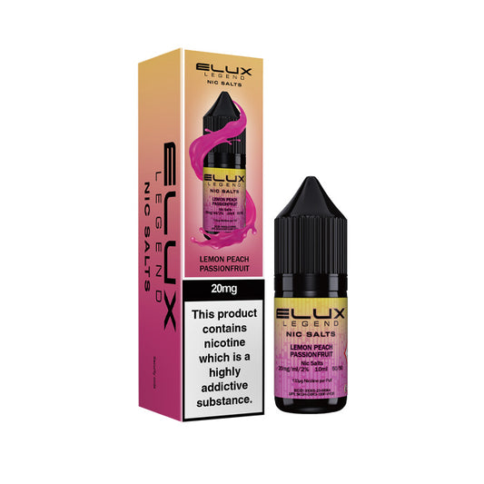 Lemon Peach Passionfruit Elux 10ml Nic Salt and Box