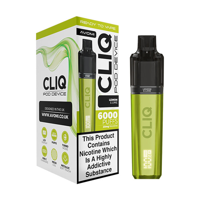 Lemon and Lime Avomi Cliq 6000 Pod Kit and Box