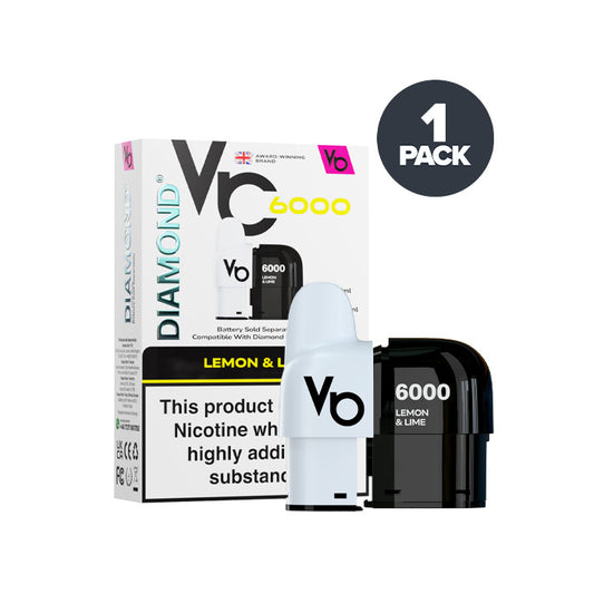 Lemon Lime Vapes Bars Diamond 6000 Prefilled Pod and Box
